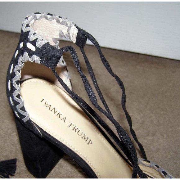 NEW Ivanka Trump Suede Ankle lace heels size 8-8.5 - Picture 11 of 13